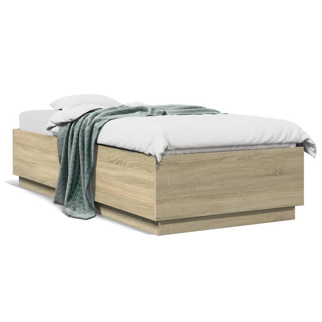 Sengeramme 90x200 cm konstrueret træ sonoma-eg