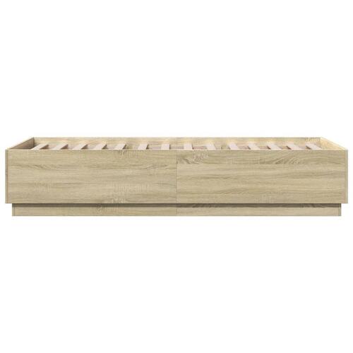 Sengeramme 90x200 cm konstrueret træ sonoma-eg