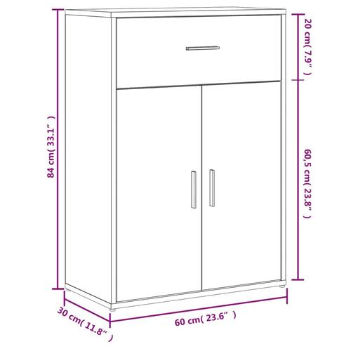 Skænk 60x30x84 cm konstrueret træ hvid