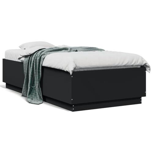 Sengeramme 90x190 cm konstrueret træ sort