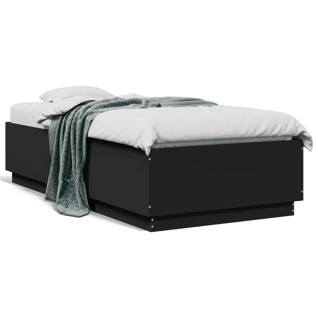 Sengeramme 90x190 cm konstrueret træ sort
