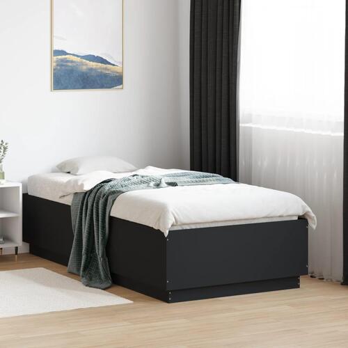 Sengeramme 90x190 cm konstrueret træ sort