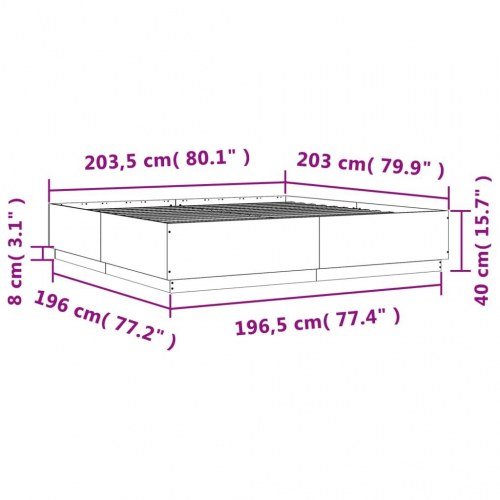 Sengestel 200x200 cm konstrueret træ sonoma-eg