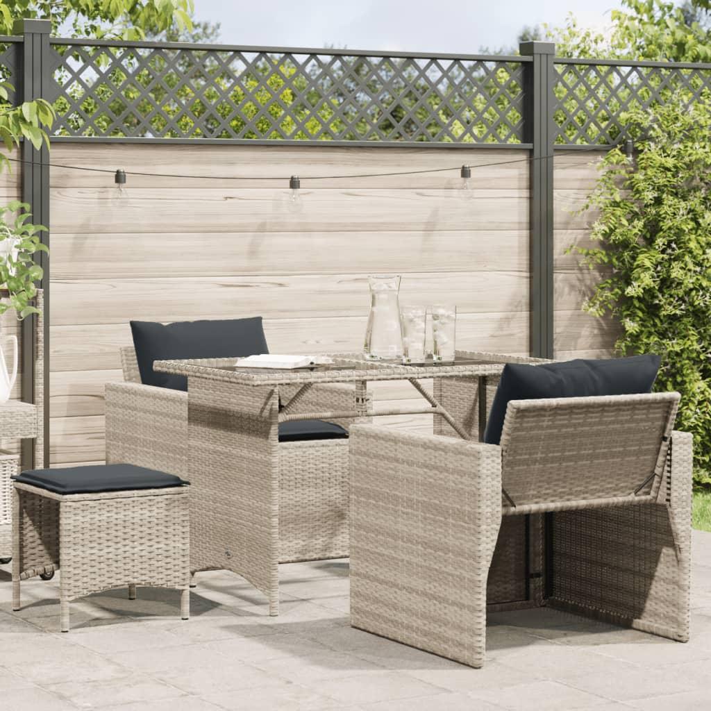 Sofasæt til haven 4 dele med hynder polyrattan lysegrå billede