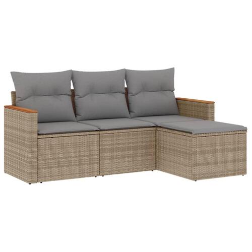 Sofasæt til haven 4 dele med hynder polyrattan beige