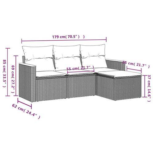 Sofasæt til haven 4 dele med hynder polyrattan beige