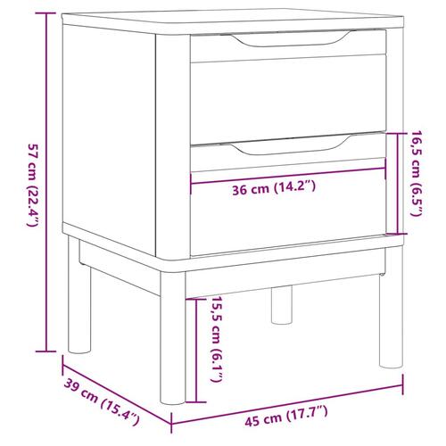 Sengebord 45x39x57 cm massivt fyrretræ grå