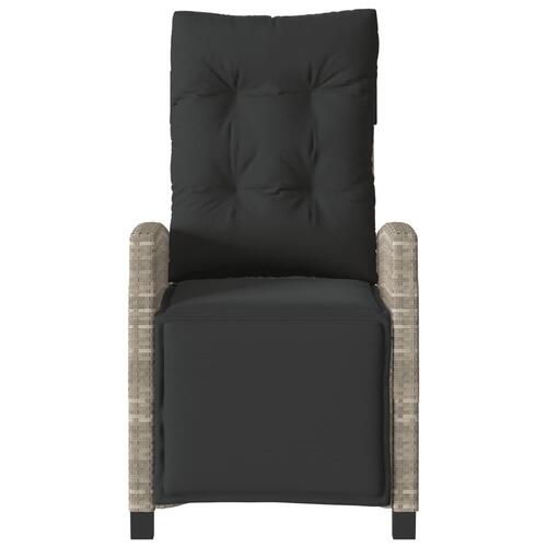 Havestole 2 stk. lænefunktion og fodstøtte polyrattan lysegrå