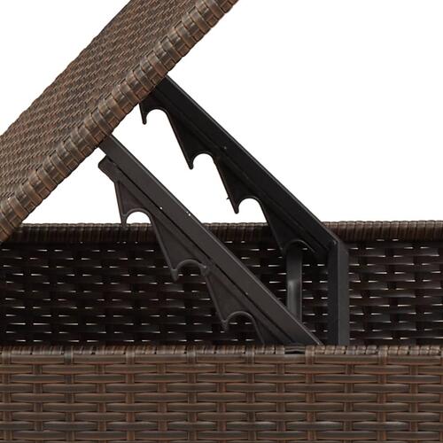 Haveskammel med hynde 55x55x37 cm polyrattan brun