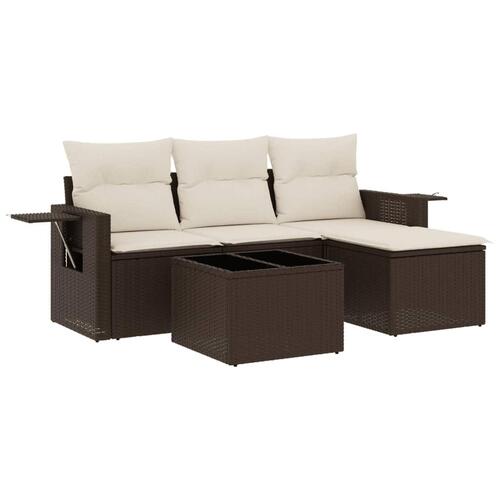 Sofasæt til haven 4 dele med hynder polyrattan brun