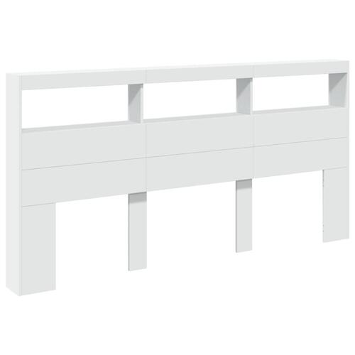 Sengegavl med opbevaring og LED-lys 200x17x102 cm hvid