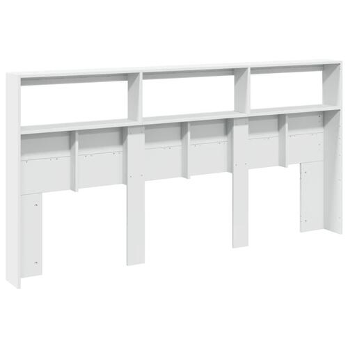 Sengegavl med opbevaring og LED-lys 200x17x102 cm hvid