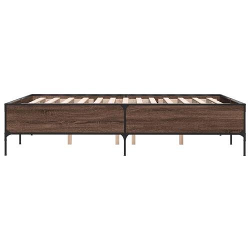 Sengestel 135x190 cm konstrueret træ og metal brun egetræsfarve