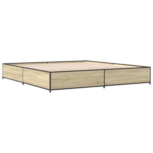 Sengestel 180x200 cm konstrueret træ og metal sonoma-eg