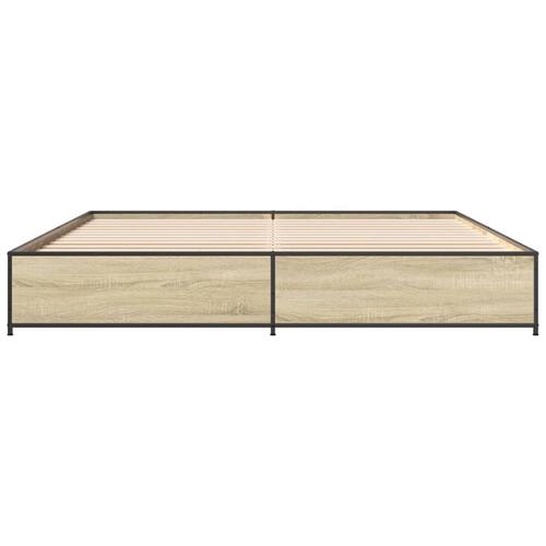 Sengestel 180x200 cm konstrueret træ og metal sonoma-eg