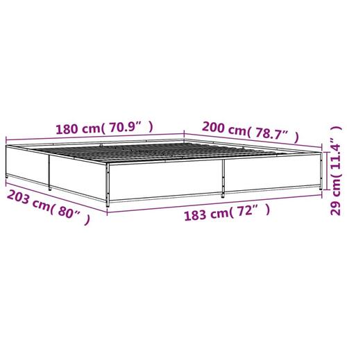 Sengestel 180x200 cm konstrueret træ og metal sonoma-eg
