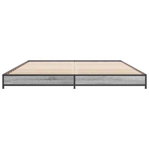 Sengestel 135x190 cm konstrueret træ og metal grå sonoma-eg