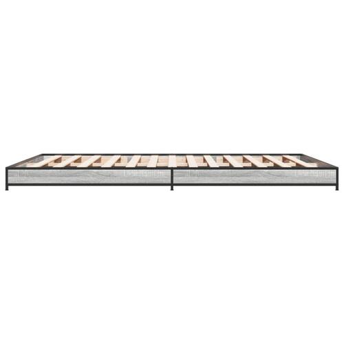 Sengestel 135x190 cm konstrueret træ og metal grå sonoma-eg