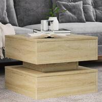 Sofabord med LED-lys 50x50x40 cm sonoma-eg