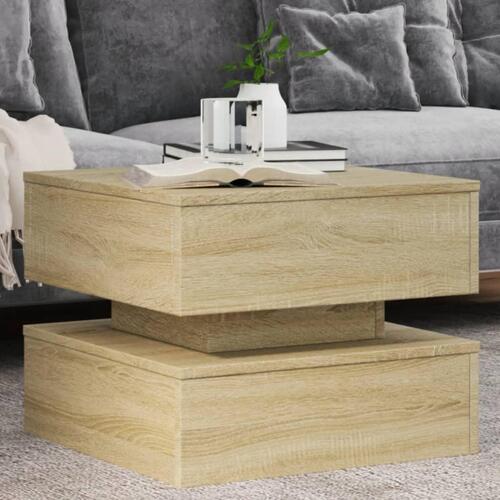 Sofabord med LED-lys 50x50x40 cm sonoma-eg