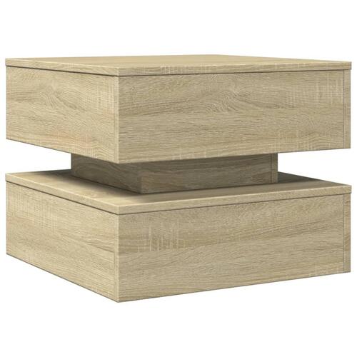 Sofabord med LED-lys 50x50x40 cm sonoma-eg