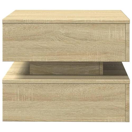 Sofabord med LED-lys 50x50x40 cm sonoma-eg