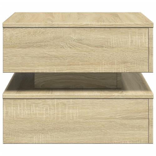 Sofabord med LED-lys 50x50x40 cm sonoma-eg
