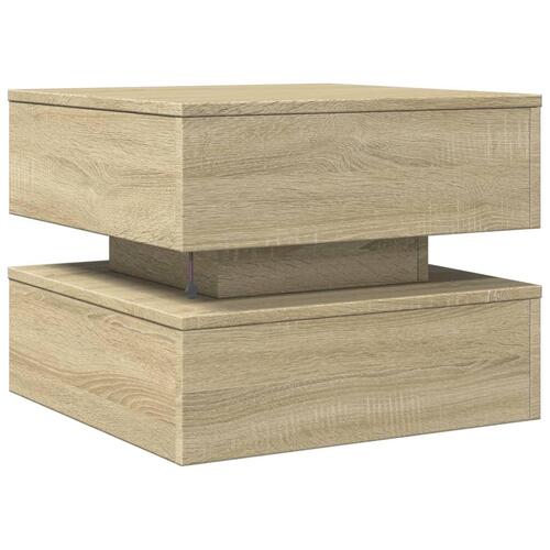 Sofabord med LED-lys 50x50x40 cm sonoma-eg