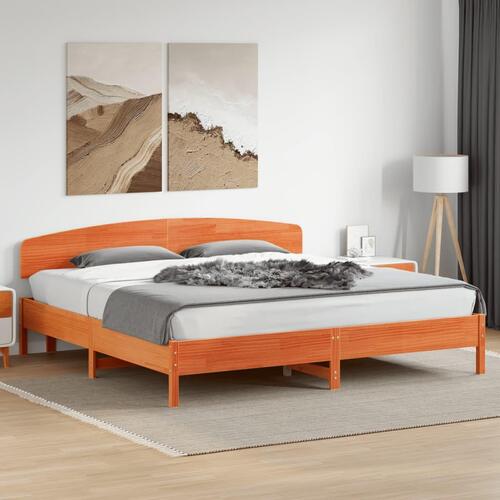 Sengeramme uden madras 200x200 cm massivt fyrretræ gyldenbrun