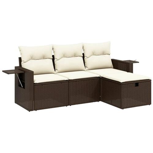 Sofasæt til haven 4 dele med hynder polyrattan brun