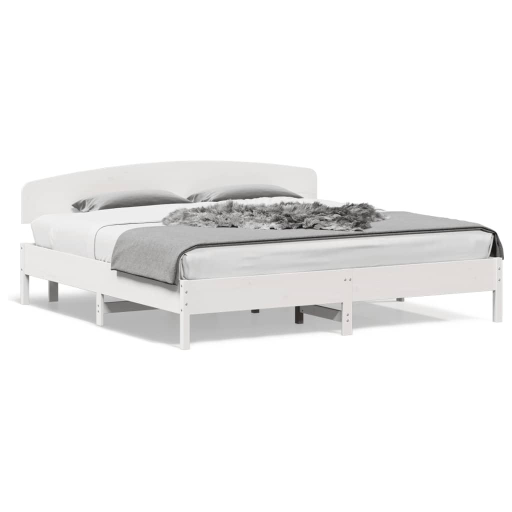 Sengeramme uden madras 200x200 cm massivt fyrretræ hvid