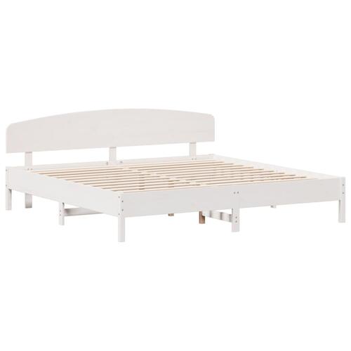 Sengeramme uden madras 200x200 cm massivt fyrretræ hvid