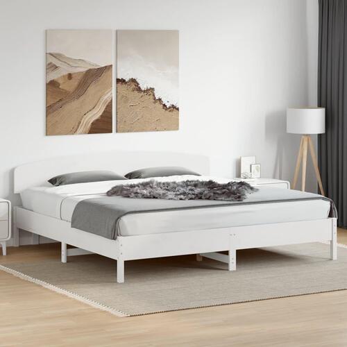 Sengeramme uden madras 200x200 cm massivt fyrretræ hvid