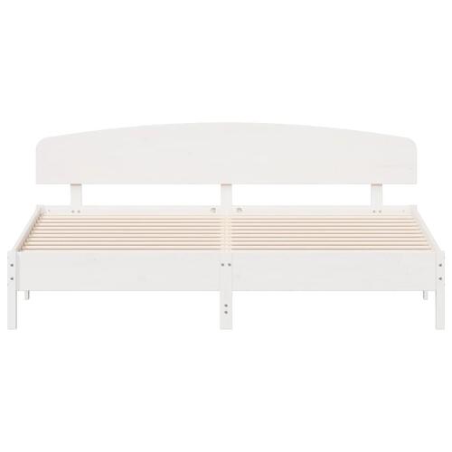 Sengeramme uden madras 200x200 cm massivt fyrretræ hvid