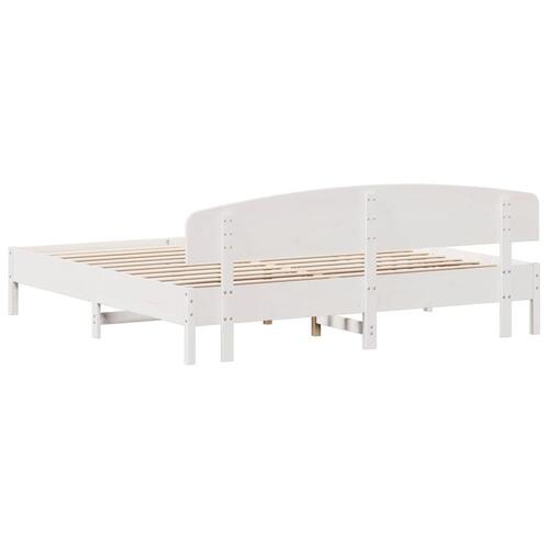 Sengeramme uden madras 200x200 cm massivt fyrretræ hvid