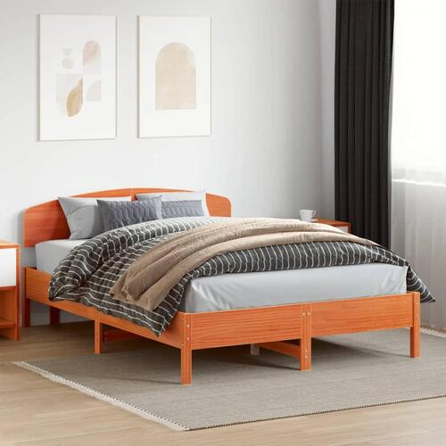 Sengeramme uden madras 140x200 cm massivt fyr gyldenbrun