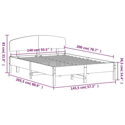 Sengeramme uden madras 140x200 cm massivt fyr gyldenbrun
