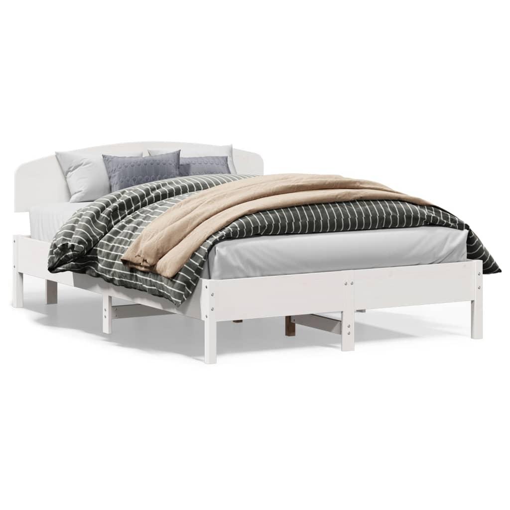 Sengeramme uden madras 150x200 cm massivt fyrretræ hvid