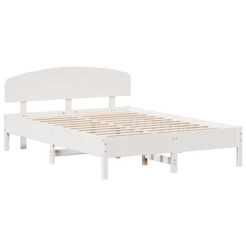 Sengeramme uden madras 150x200 cm massivt fyrretræ hvid