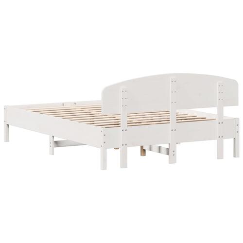 Sengeramme uden madras 150x200 cm massivt fyrretræ hvid