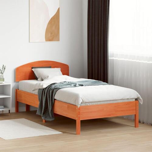 Sengeramme uden madras 75x190 cm massivt fyrretræ gyldenbrun