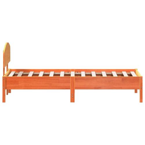 Sengeramme uden madras 75x190 cm massivt fyrretræ gyldenbrun