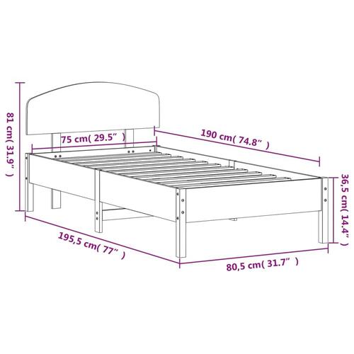 Sengeramme uden madras 75x190 cm massivt fyrretræ gyldenbrun