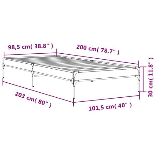 Sengeramme 100x200 cm konstrueret træ og metal røget eg