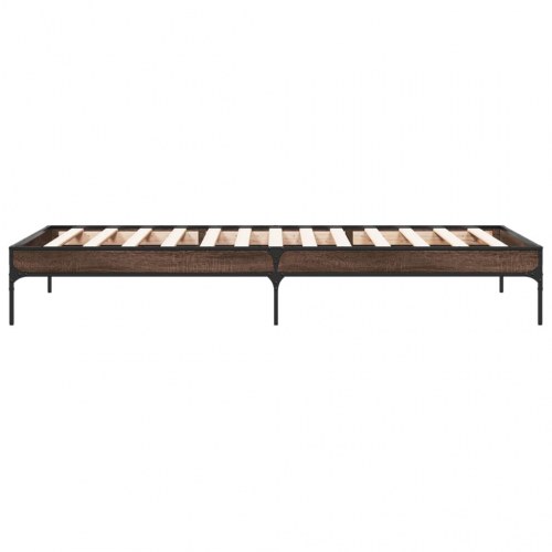 Sengeramme 90 x 200 cm i konstrueret træ og metal - brun egetræsfarve