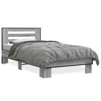 Sengeramme 90x200 cm konstrueret træ og metal grå sonoma-eg