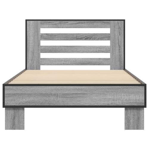 Sengeramme 90x200 cm konstrueret træ og metal grå sonoma-eg