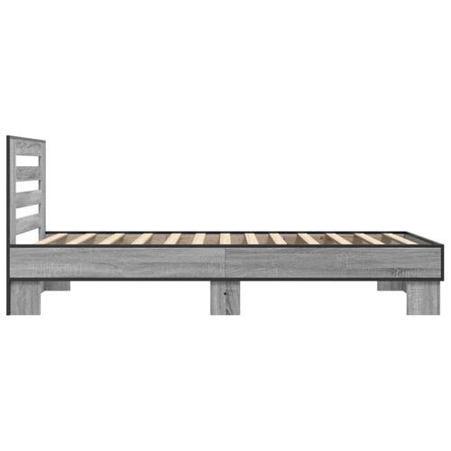 Sengeramme 90x200 cm konstrueret træ og metal grå sonoma-eg