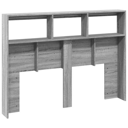 Sengegavl med opbevaring og LED-lys 140x17x102 cm grå sonoma-eg