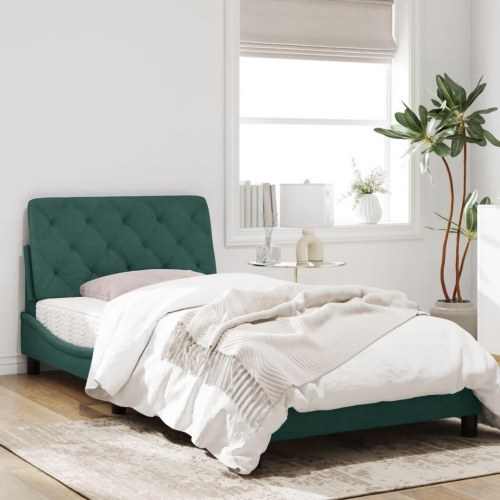 Sengeramme med LED uden madras 100 x 200 cm - mørkegrøn